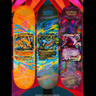 Three Pokemon TCG Blind Bag 8.0in x 31.6in Santa Cruz Decks arranged vertically, each featuring a different holographic Pokémon TCG card graphic on a colorful, abstract background.