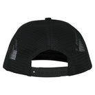 Back view of a black YOUTH Pokemon TCG Hand Mesh Trucker Structured Hat White Black One Size Youth Santa Cruz, featuring a mesh back and an adjustable snapback closure.
