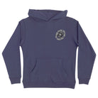 YOUTH Pokemon TCG Hand Pullover Hooded Midweight Sweatshirt Storm Blue Youth Santa Cruz, a blue pullover hooded sweatshirt featuring a circular chest graphic with a Poké Ball, Pokémon Trading Card Game branding, and Santa Cruz text.