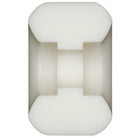 A white Powell Peralta Mike Vallely Pro Dragons 95A V6 symmetrical plastic skateboard wheel, 56mm x 36mm with rounded edges and a central groove, is shown in side view against a plain white background.