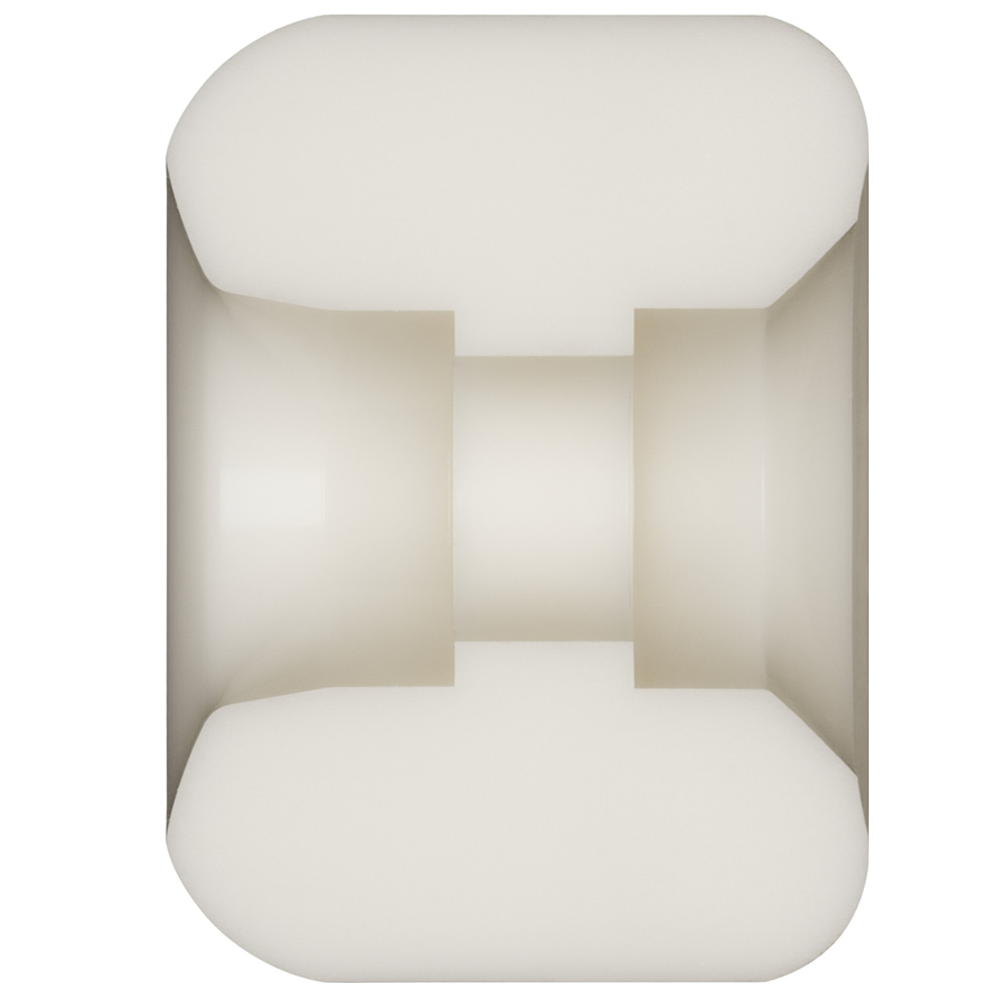 A close-up, symmetrical view of Powell Peralta Nano Rats 93A AA2 skateboard wheels (asymmetrical shape, wide ride patch, 54mm x 39mm), white and smooth with rounded edges and an indented waist, set against a plain white background.