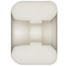 A close-up, symmetrical view of Powell Peralta Nano Rats 93A AA2 skateboard wheels (asymmetrical shape, wide ride patch, 54mm x 39mm), white and smooth with rounded edges and an indented waist, set against a plain white background.