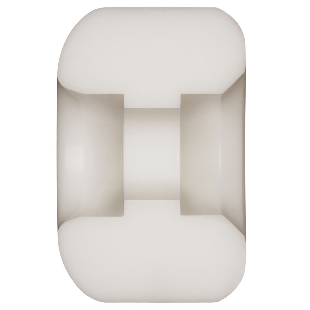 A white Powell Peralta Nano Rats 93A AV4 skateboard wheel (52mm x 34mm) with a cylindrical shape, grooved center, and smooth rounded edges, shown from the side against a plain background.