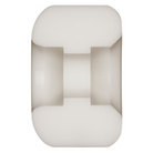 A white Powell Peralta Nano Rats 93A AV4 Asymmetrical Shape skateboard wheel (54mm x 34mm, medium ride patch) is shown from the side, highlighting its smooth surface and rounded edges against a plain white background.