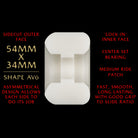 The Powell Peralta Nano Rats 93A - AV6 Asymmetrical Shape skateboard wheels (54mm x 34mm) feature a medium ride patch and Dragon Formula for a fast, smooth ride with sidecut, lock-in face, and center seat.