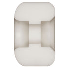 A front-facing view of a Powell Peralta Nano Rats 97A AV4 skateboard wheel—cylindrical, white plastic with a central groove, asymmetrical shape, medium ride patch, and 53mm x 34mm dimensions—on a plain background.