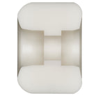 The Powell Peralta Nano Rats 97A AV4 Asymmetrical Shape Skateboard Wheel is a white, cylindrical wheel with rounded edges and a central groove, measuring 54mm x 34mm, featuring the Wide Ride Patch and a smooth surface.