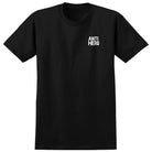 Prmprt BA First Black Multicolor Tee from Anti Hero Skateboards featuring white "ANTI HERO" lettering on the upper left chest, embodying the brand’s classic style.