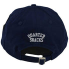 A Quartersnacks Hat Noseslides Navy shown from the back with "QUARTER SNACKS" embroidered in white above the adjustable strap.