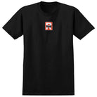 The Radiused Black Red White Real Skateboards Tee features a small red and white square logo with a bold letter R and the word "real" in lowercase inside the upper part of the R, centered on the chest as a nod to Real Skateboards. Perfect for fans of the legendary 3rd and Army spot, this tee delivers classic skate style for any skater.