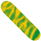 The Rayssa Leal 8.25 Static Multicolor April Skateboards Deck features a yellow and green abstract wavy halftone pattern, with "8.125 SEA LEVEL ANGEL" printed in small text near the center.