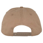 The Razor Arch Strip Hat is a tan, unstructured snapback from Independent Skateboards, featuring stitched panels, ventilation eyelets, and an adjustable plastic snap closure for a low-profile fit. Unisex and one size fits most.