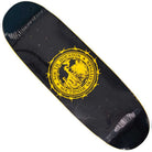 The Refinery Southside Skateboard EGG Deck by Bigo is a black, glossy deck with a large yellow emblem reading "South Houston Southside Skatepark" around an illustrated building, plus a subtle stained veneer icon for extra detail.