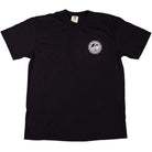 The Refinery Southside T-Shirt Black Cool Gray Tee by Bigo is a garment-dyed cotton short-sleeve shirt featuring a small white circular logo and text on the left chest, blending comfort with standout style.