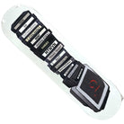 The Rewind Deck 8.375x32 by Daze Skateboards is an all-terrain maple board featuring stacked VHS tapes labeled with movie and band names beside a VCR marked with a red question mark on a white background.