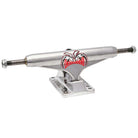 The Rhino Span Polished Silver Standard INDY 169 Stage 11 Trucks Set of TWO features a polished silver finish with a red cross logo—an iconic choice for fans seeking reliable Independent skateboard trucks.