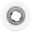A close-up of a Ricta Chrome Clouds 56mm92A All Terrain Black White skateboard wheel with metal bearing, shot from above on a plain background, highlights its 92A formula for smooth rides over various surfaces.