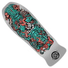 The Roskopp Five Reissue 10.22in x 30.282in Santa Cruz Deck features a detailed, colorful illustration with surreal teal and red abstract shapes, plus the Rob Roskopp logo at the tail. This reissue deck is built with the iconic Cruz Missile II concave for classic performance and style.