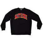 Southside The Dream Premium Heavyweight Crewneck Black Screenprinted sweatshirt featuring SOUTHSIDE in red varsity-style lettering with a yellow outline, reminiscent of vintage teamwear.