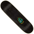 The Screaming Flame 7 Ply Birch 8.5in x 32.2in Santa Cruz Skateboard Deck is black with a graphic of a blue screaming mouth in a green flame and "Santa Cruz" text below, located near one end of the deck.