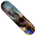 The Shag Sees All 8.25 There Skateboards Deck features a vibrant, layered collage of urban scenes, people, and buildings with "There" in bold white and red text across the center.