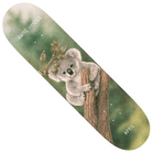 The Shane ONeill 8 Marsupial April Skateboards Deck is a premium maple popsicle deck, featuring a koala hugging a tree branch with green foliage, and Shane ONeill and April printed on opposite ends. Perfect for street and park skating.