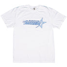Show off your love for Southside Skatepark with the Southside Sharp Star T-Shirt—White Blue Night Tee, screenprinted with Houston Southside text and a bold blue star, perfect for vintage skate t-shirt fans.