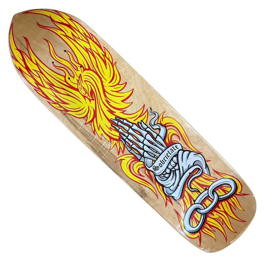 Sobrietate Natural Red Yellow Black Shaped Skateboard Deck