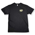 The Southside Support Your Local Skateshop Black Tee for Skateshop Day features Brett Parson’s “south side” artwork in white text on the left chest. Displayed flat on a white background.