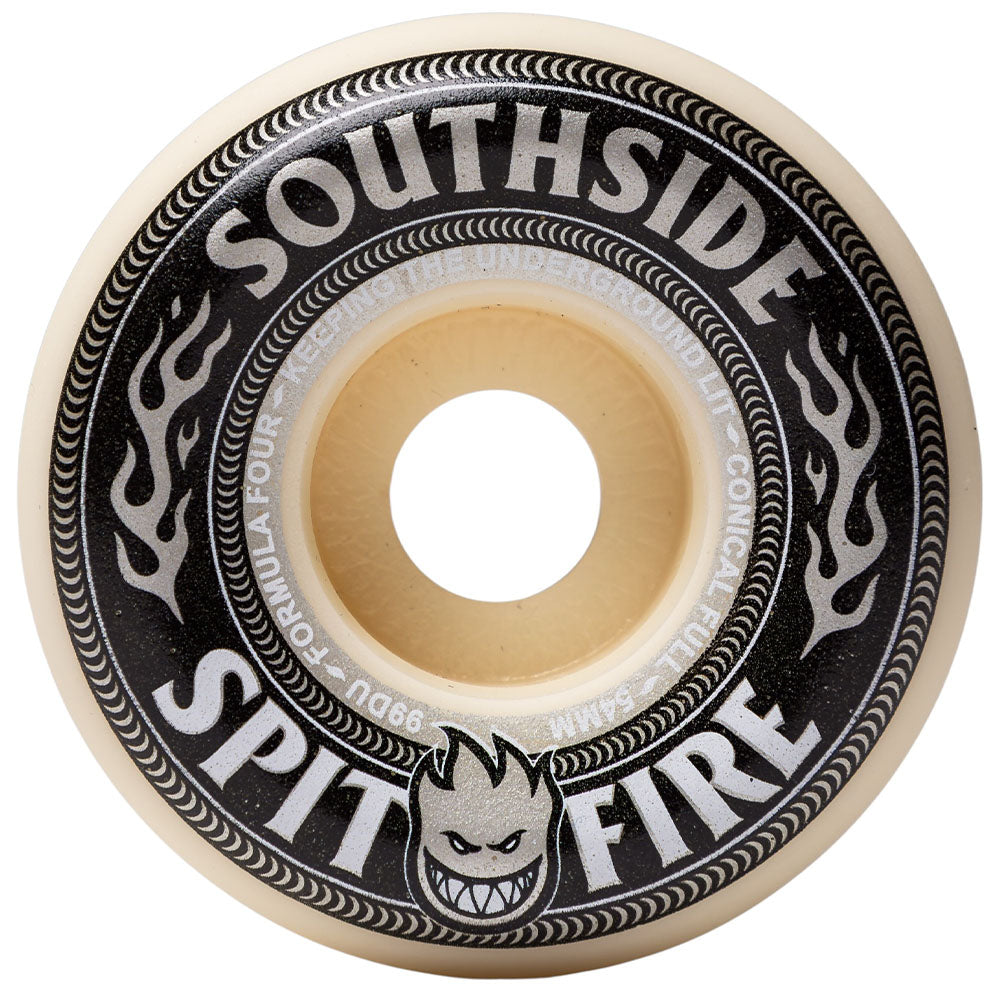 A black tee featuring Southside x Spitfire KTUL Pinwheel graphics with bold white text and a grinning cartoon face for that true Underground Lit vibe.