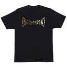 The Span Realtree APX S/S Heavyweight T-Shirt Independent Tee is a black shirt with a bowtie-shaped camouflage INDEPENDENT TRUCK COMPANY logo printed on the chest.