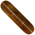 The Speed Egg 8.28x31.7 Mason Real Assorted Veneers Skateboard Deck features split veneers, a natural brown finish, a thin white center stripe, and an oval “REAL” logo near one end.
