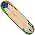 The Speed Egg 8.28x31.7 Mason Real Assorted Veneers Skateboard Deck features surfboard-inspired split veneers with a tan center, green and brown edges, blue accents, and REAL branding for a unique Julien graphic style.