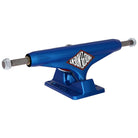 The 144 Stage 11 Distortion Blue Standard Trucks Independent (Set of TWO) are lightweight skateboard trucks in blue with a silver axle, nuts on both ends, and a red and white INDEPENDENT logo centered on the hanger.