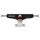 The Stage 4 Eric Dressen Pro 151 Black Silver Standard INDY Trucks (set of two) feature a silver baseplate, black hanger with white "DRESSEN" and "HOLLOW" text, red bushings, silver hardware, and classic Independent hollow construction.