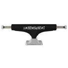 The Stage 4 Eric Dressen Pro 166 Black Silver Standard INDY Trucks Set of TWO features a black and silver design with "INDEPENDENT" printed upside down on the hanger.
