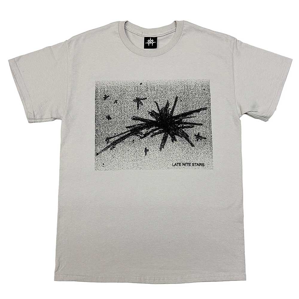 Starburst Silver Black Tee Late Nite Stars Screenprinted