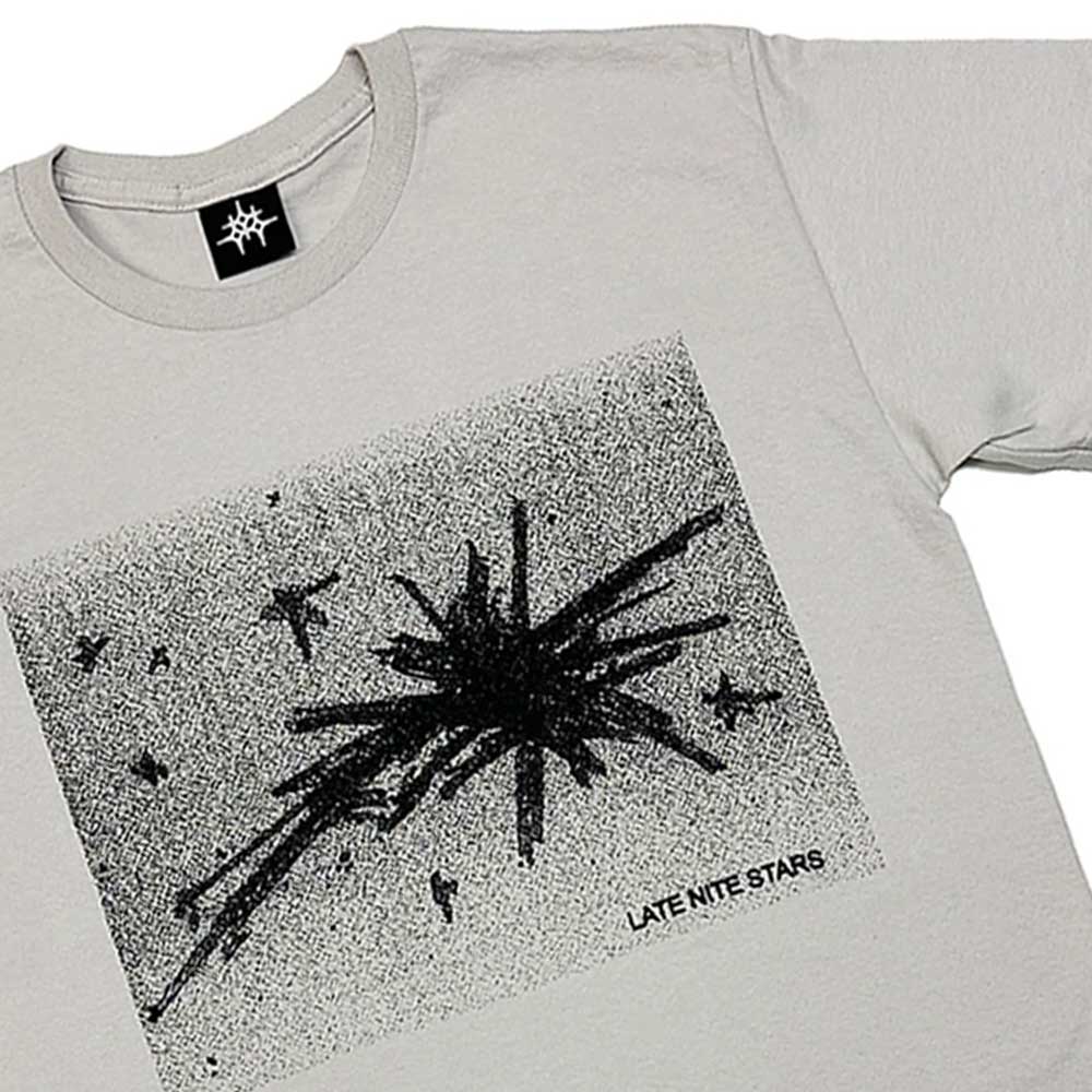 Starburst Silver Black Tee Late Nite Stars Screenprinted