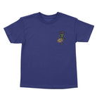 A cobalt Stranger Things Demogorgon Dot short-sleeve youth tee from Santa Cruz, featuring a small graphic on the left chest.