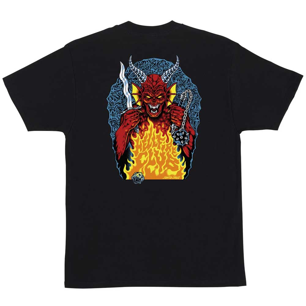 Stranger Things Hellfire Pit S/S Heavyweight Black Tee Mens Santa
