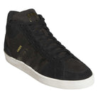 The Superskate x Kader Shoes JQ4413 feature core black suede and leather, black laces, gold KADER text, three black stripes, and an off-white rubber sole—Adidas Skateboarding shoes blending style and performance.