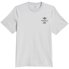 Introducing the TOS Crane Tee Gray KY7718 from Adidas Skateboarding—a short-sleeve gray t-shirt featuring a small black Adidas logo and text on the left chest. This skateboarding tee is part of the exclusive adidas collaboration with Temple of Skate.