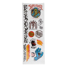 The Tatted Temporary Tattoo Set Multi OS Unisex Santa Cruz features a sheet of vibrant, iconic skateboard graphics—flames, screaming hands, tribal motifs, and bold graffiti text—arranged in rows on a white background.