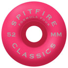 The Team Floral Pink 52mm99A Formula Four Spitfire Wheels Classic is a pink skateboard wheel with silver text reading SPITFIRE FORMULA FOUR 52mm CLASSICS.
