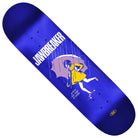 The Team Jawbreaker 8.25x32 Blue Foil Real Skateboard Deck features a yellow illustration of a girl holding an umbrella in the rain, with "Team Jawbreaker" boldly written above her in white.
