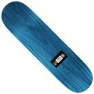 The Team Non-Fiction 8.12 Real Skateboards Deck is a blue wooden deck with visible wood grain, a small black rectangular metal plate at the center, and pre-drilled holes for mounting trucks.