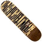 The Team Non-Fiction 8.38 Real Skateboards Deck features text with blacked-out censorship bars, leaving phrases like “Be creative.” The REAL Skateboards logo is displayed near the bottom.
