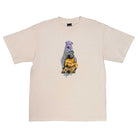 The Dogs Tee Washed Yellow by April Skateboards is a heavyweight beige t-shirt featuring three stacked wrinkly dogs in purple, gray, and yellow, with "Approve" written below the illustration.