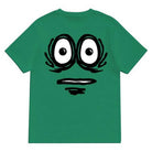 The Watermelon Tee Green Heroin Skateboards Tee features a simple black cartoon face with wide eyes, raised eyebrows, and a straight mouth printed on the front—ideal for fans of Heroin Skateboards.