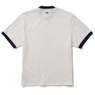 Back view of the Thrasher Magazine x Adidas AFA Tee White KX4548 by Adidas Skateboarding—a plain white T-shirt with black sleeve and collar trim, plus a small black Trefoil logo near the neckline, inspired by their limited-edition collab.